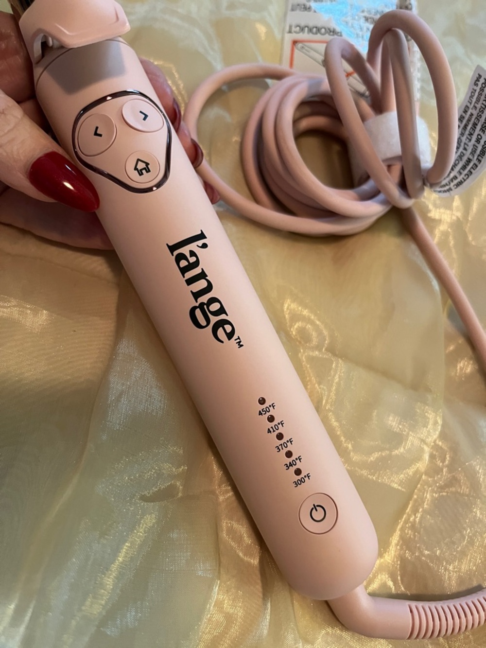 L’ange Curling Iron 25MM Titanium Rotating Curling Iron, Blush - Picture 2 of 11